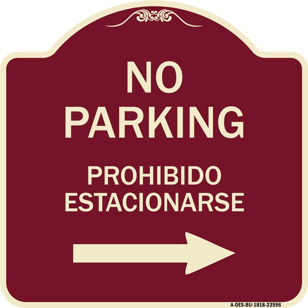 Signmission No Parking Prohibido Estacionarse W/ Left Arrow Heavy-Gauge Aluminum Sign, 18" x 18", BU-1818-23596 A-DES-BU-1818-23596 - main